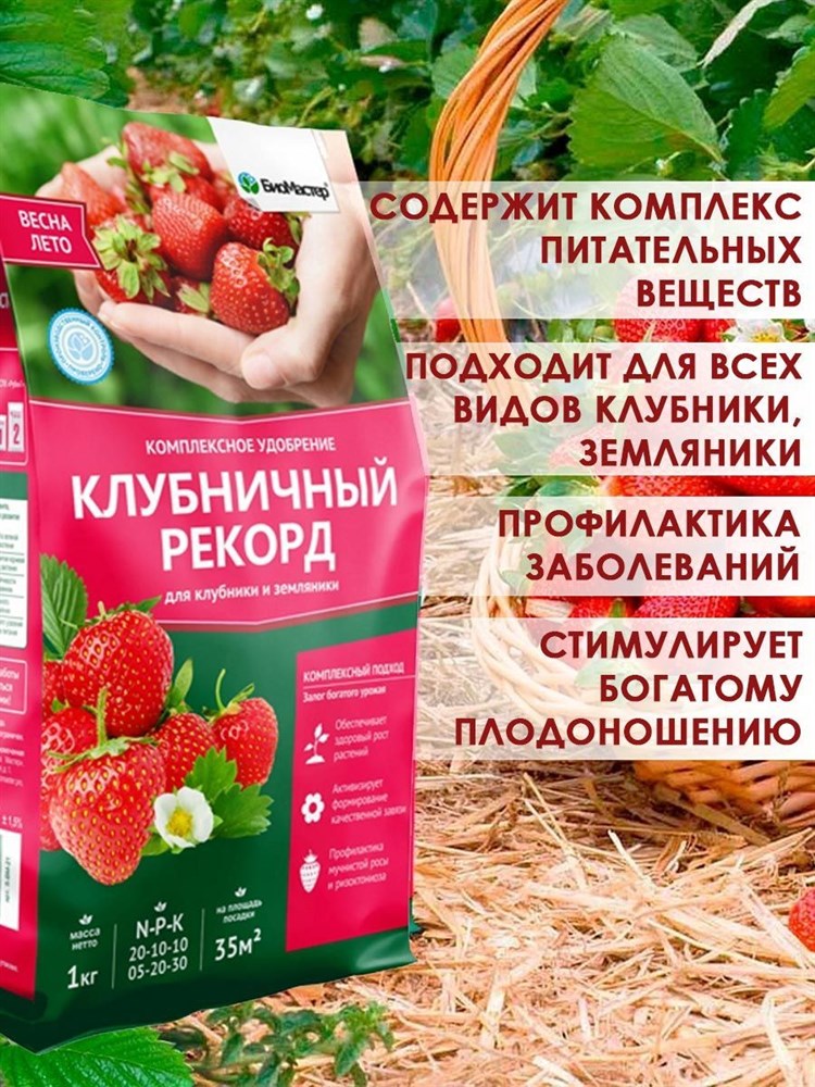 Удобрение БиоМастер Клубничный рекорд 1кг F0000046454 - фото 63783