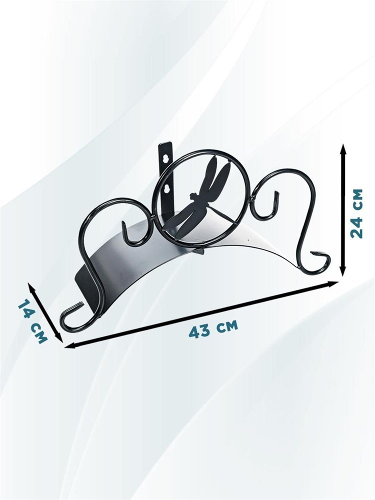 Кронштейн для садового шланга черный металлический Стрекоза, держатель для садовых инструментов, HITSAD 802-010B 802-010B - фото 64617