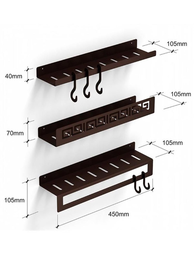 Полки для ванной комплект из 3-х, металлические коричневые HITSAD 805-009Br 805-009Br - фото 67391