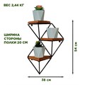 Подставка для цветов настенная металлическая с тремя деревянными полочками, Лофт HITSAD 66-503 66-503 - фото 63308