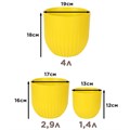 Пластиковые горшки для цветов, комплект из трех горшков 1,4л, 2,9л и 4л Альфа медовый F0000057182 - фото 63627